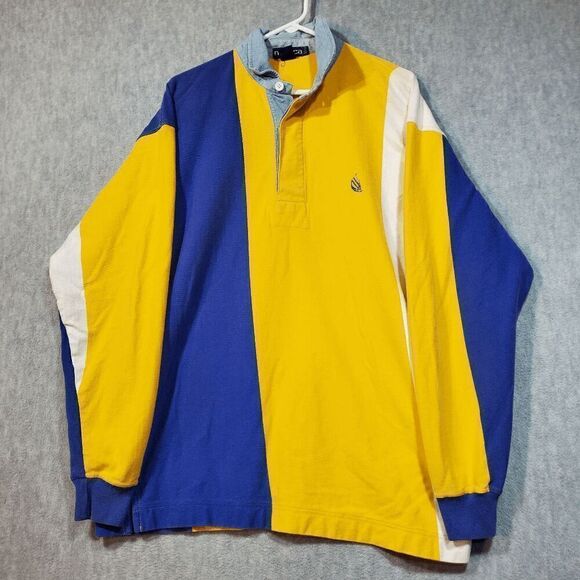 Nautica Sweatshirt Mens XL Blue Roughby Sailing Embroidered Logo Slit Vintage - Picture 1 of 9